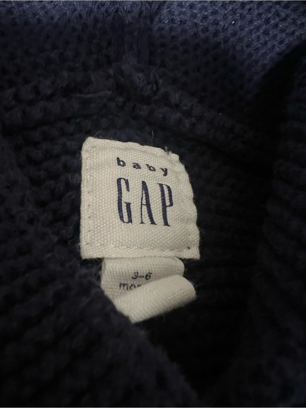 Baby Gap Navy Bear Ear Hooded Knit Cardigan 3-6M - Picture 4 of 6